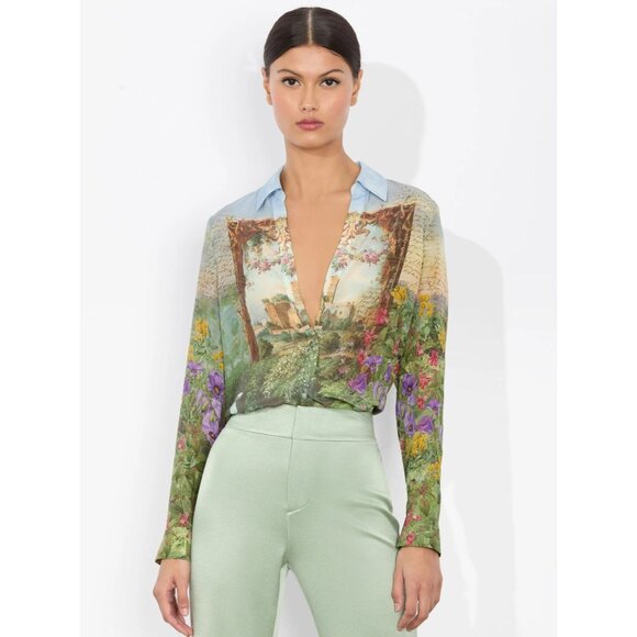 Alice + Olivia Tops - Alice + Olivia Eloise Dusk To Dawn Silk Blouse NWT $350